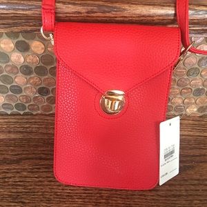 Pebbled red cross body bag
